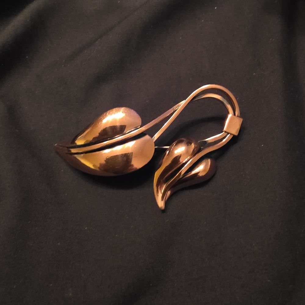 1950s Matisse Renoir Copper Leaf Brooch